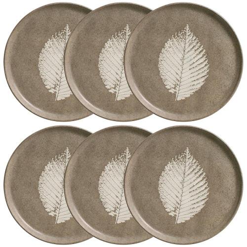 Conjunto com 6 Pratos de Sobremesa Porto Brasil Bio Seiva em Stoneware 21,5cm – Cinza