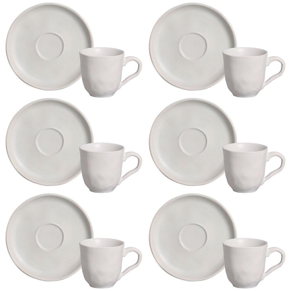 Conjunto com 6 Xícaras e Pires para Café Porto Brasil Bio Vit em Stoneware Cinza - 120 ml - 1