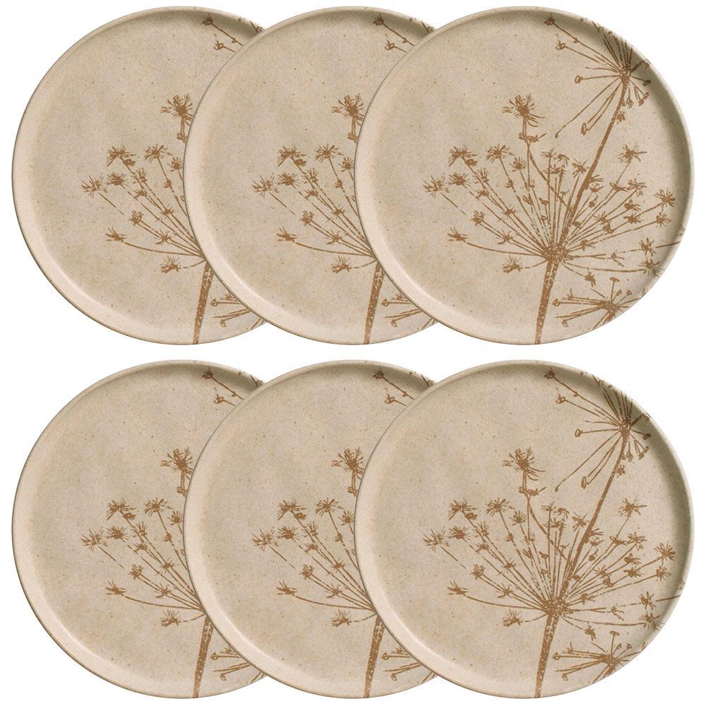 Conjunto com 6 Pratos de Sobremesa Porto Brasil Bio Cyperus em Stoneware 21,5cm – Cinza - 1