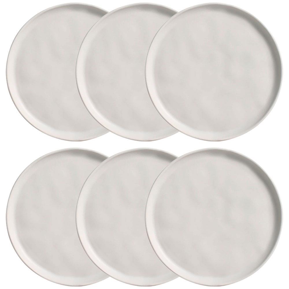 Conjunto com 6 Pratos de Sobremesa Porto Brasil Bio Vit em Stoneware 21,5cm – Cinza - 1