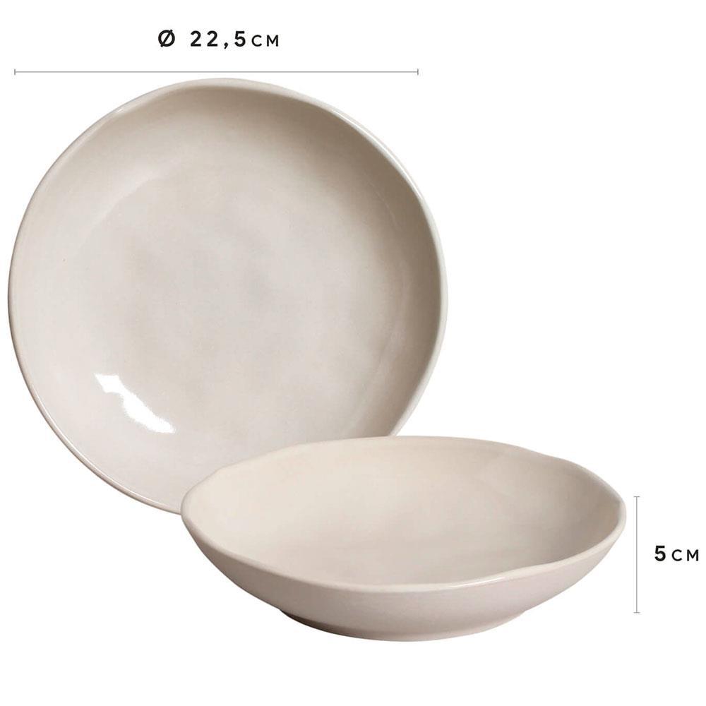 Conjunto com 6 Pratos Fundos Porto Brasil Clay em Bio Stoneware 22,5cm – Areia - 3