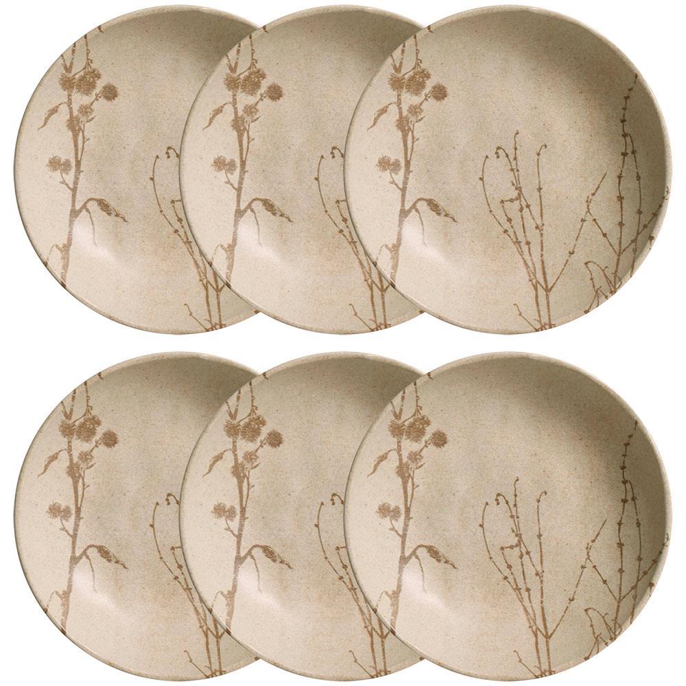 Conjunto com 6 Pratos Fundos Porto Brasil Cyperus em Bio Stoneware 22,5cm – Cinza - 1
