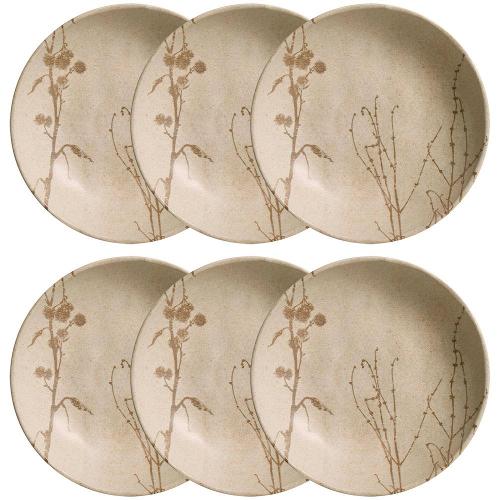 Conjunto com 6 Pratos Fundos Porto Brasil Cyperus em Bio Stoneware 22,5cm – Cinza