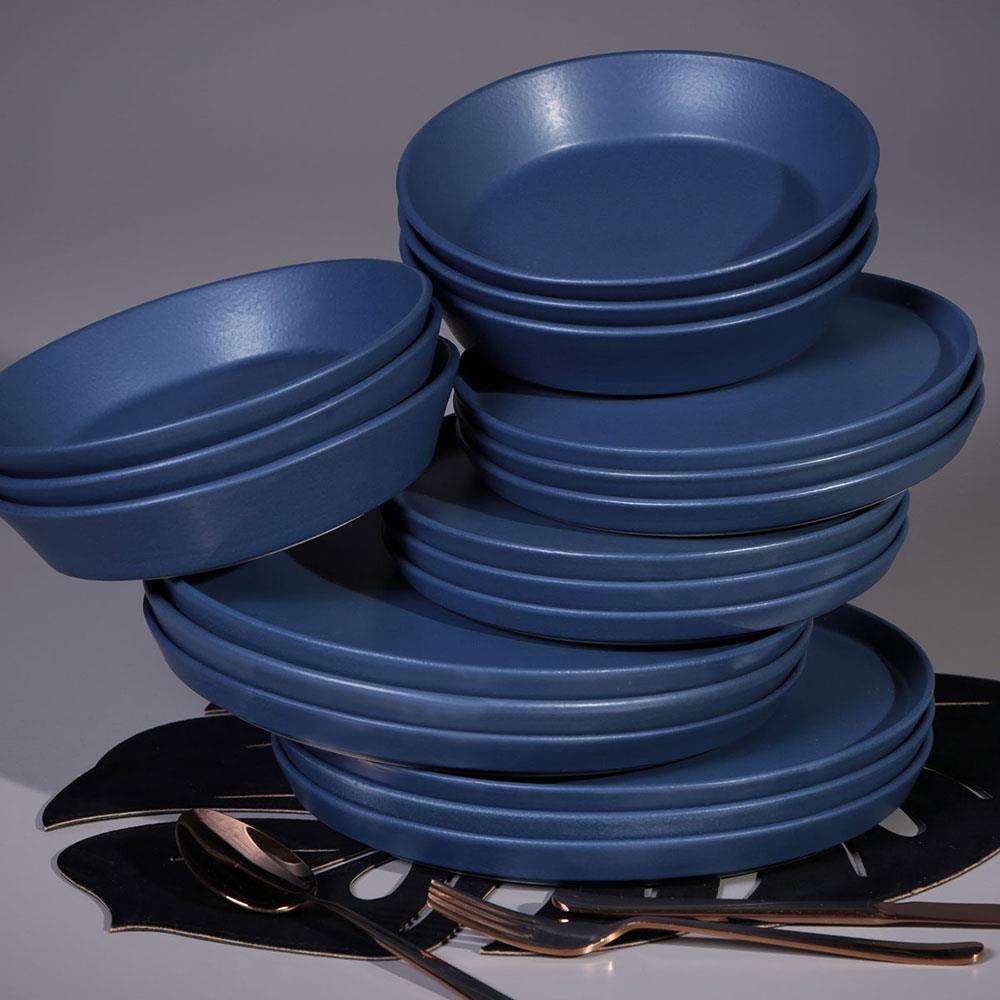 Conjunto com 6 Pratos Fundos Porto Brasil Neo Boreal em Stoneware 19,5 cm – Azul - 3