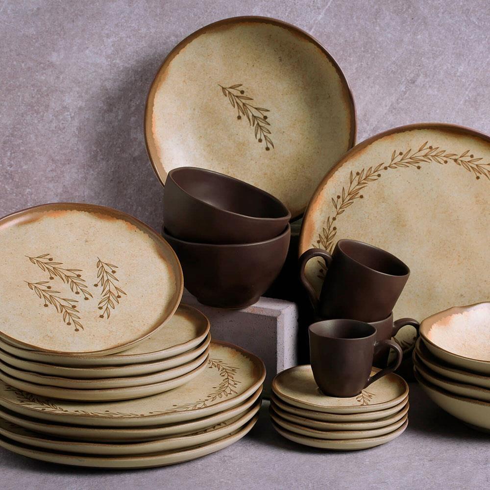 Conjunto com 6 Pratos Rasos Porto Brasil Bio Nativa em Stoneware 27,5 cm – Cinza - 4