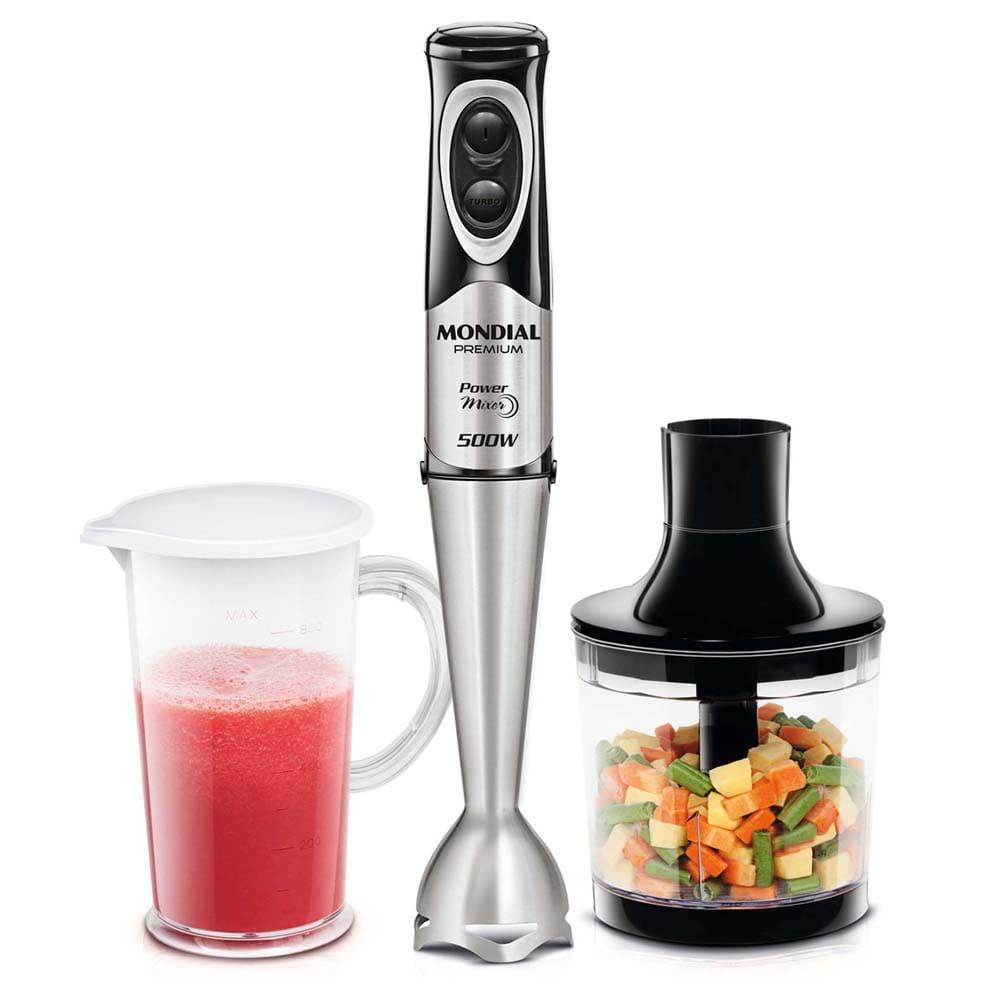 Power Mixer Mondial 2 em 1 Mixer e Processador M-07 - Preto/Inox - 1