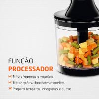 Power Mixer Mondial 2 em 1 Mixer e Processador M-07 - Preto/Inox - 8