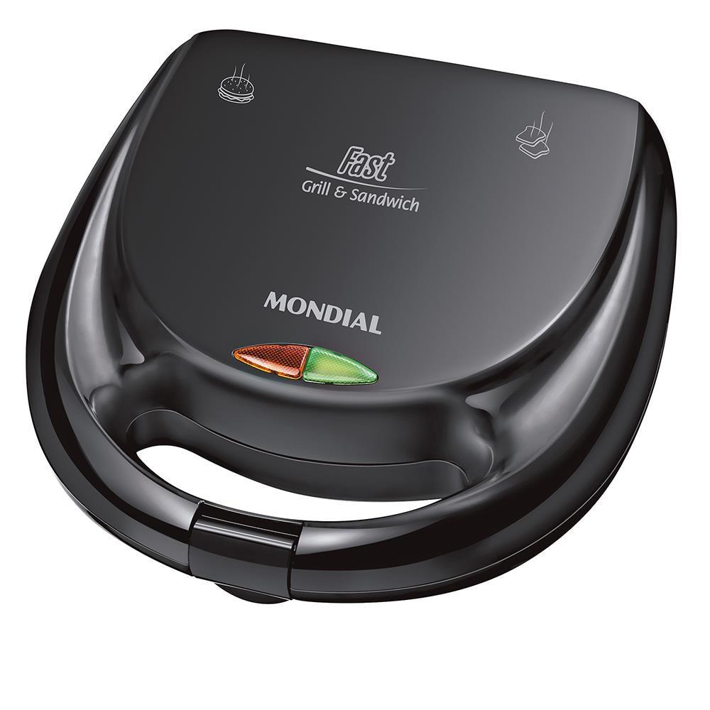 Sanduicheira Fast Grill e Sandwich Mondial S-12 750W - Preta - 1