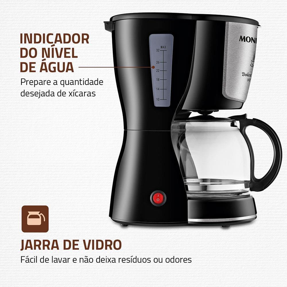 Cafeteira Elétrica Mondial Dolce Arome Inox C-32I 32 Xícaras - Preta - 8