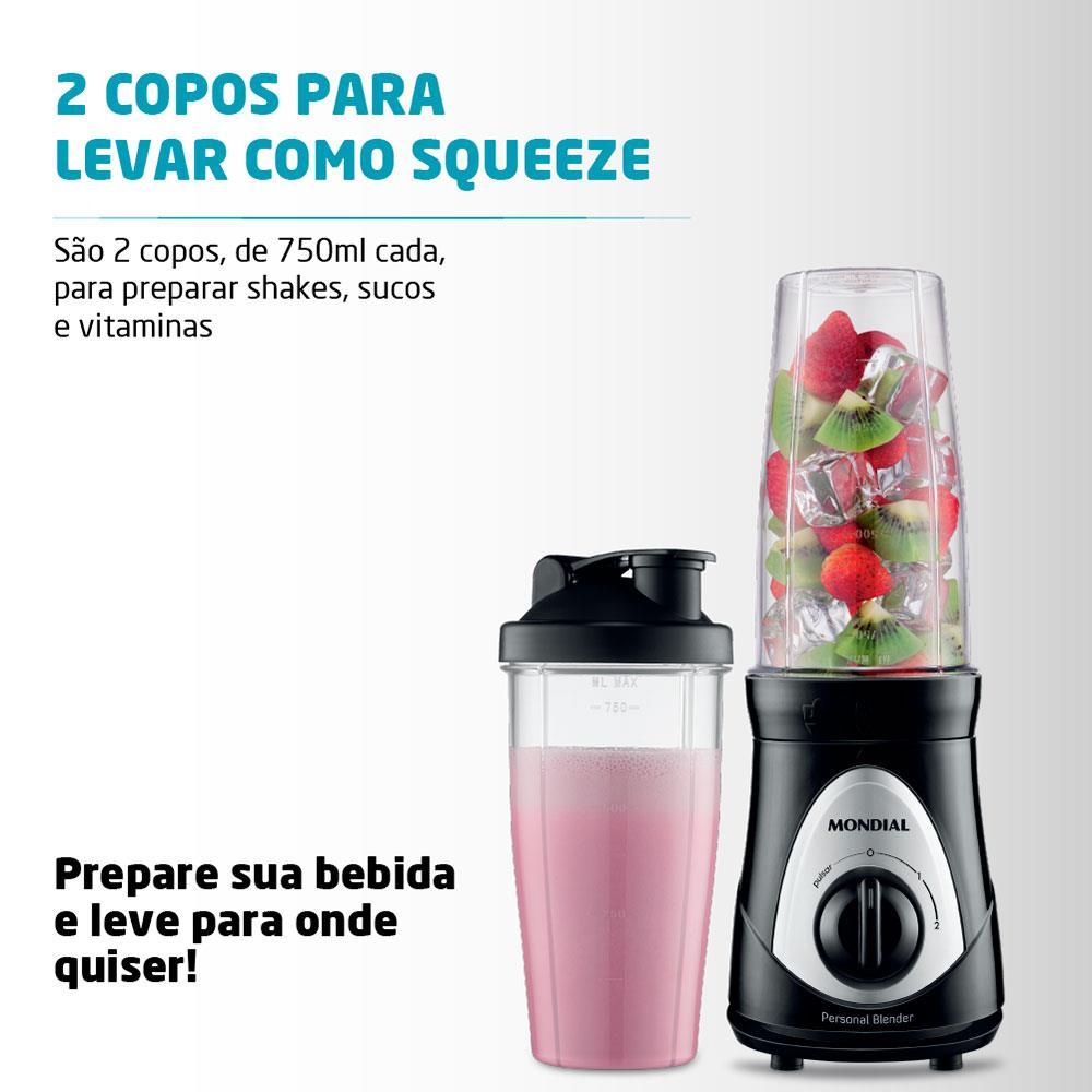 Liquidificador Mondial Personal Blender DG 01 Preto 300W com 2 Velocidades - 3