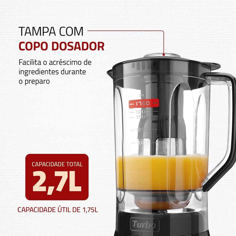 Liquidificador Mondial Turbo Full Black L900FB Preto 900W com 5 Velocidades - 5