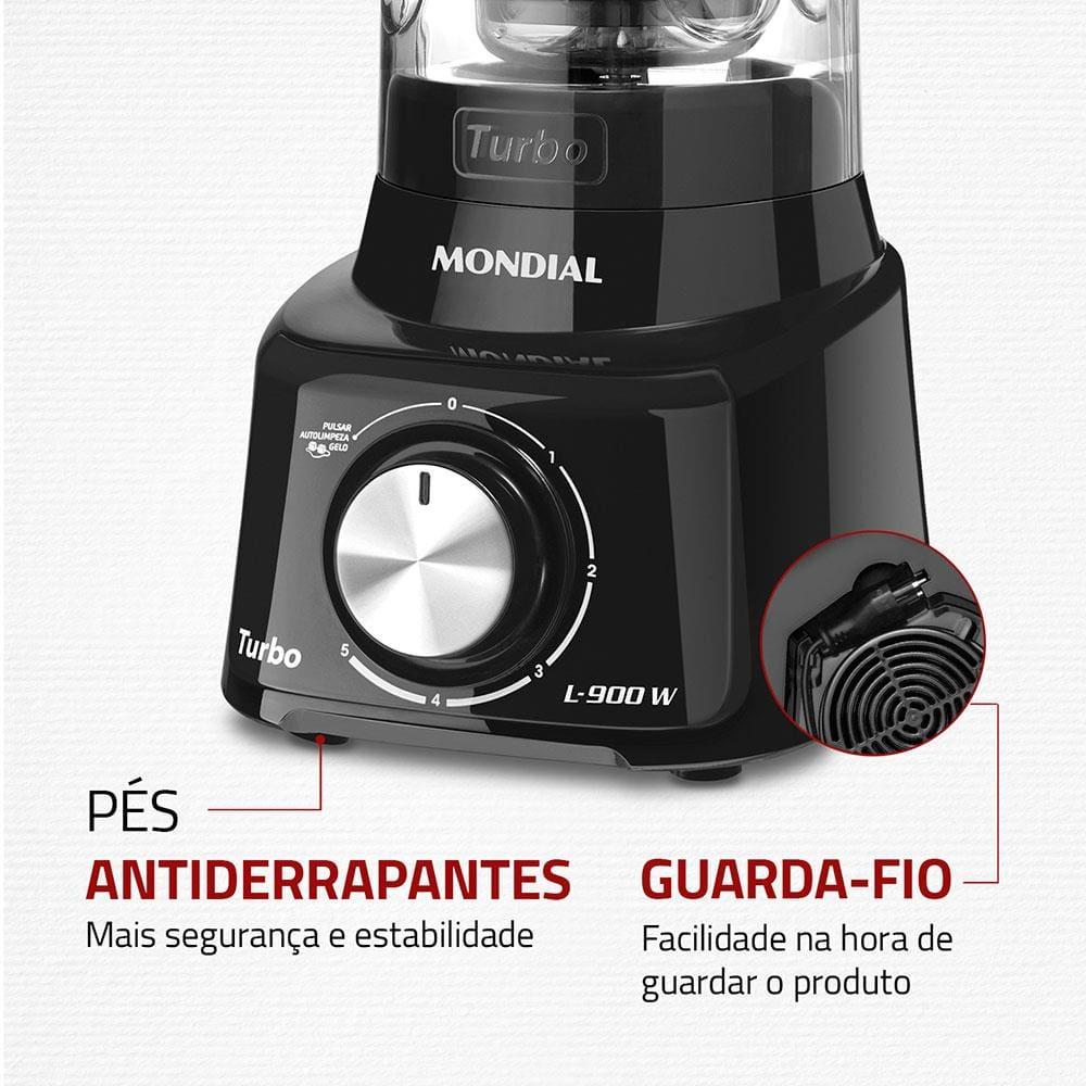 Liquidificador Mondial Turbo Full Black L900FB Preto 900W com 5 Velocidades - 7