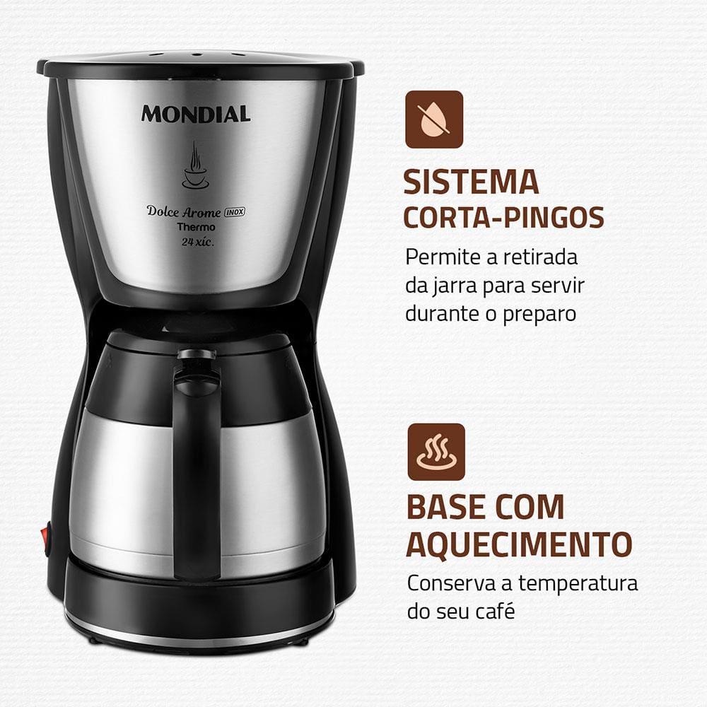 Cafeteira Elétrica Mondial Dolce Arome Thermo Inox C-33 JT 24 Xícaras - Preta - 5