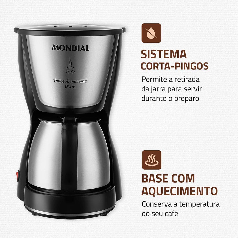 Cafeteira Elétrica Mondial Dolce Arome Thermo Inox C-34 15 Xícaras – Preta e Inox - 8