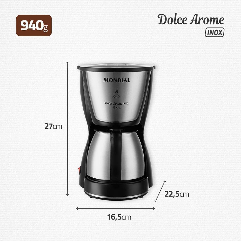 Cafeteira Elétrica Mondial Dolce Arome Thermo Inox C-34 15 Xícaras – Preta e Inox - 10
