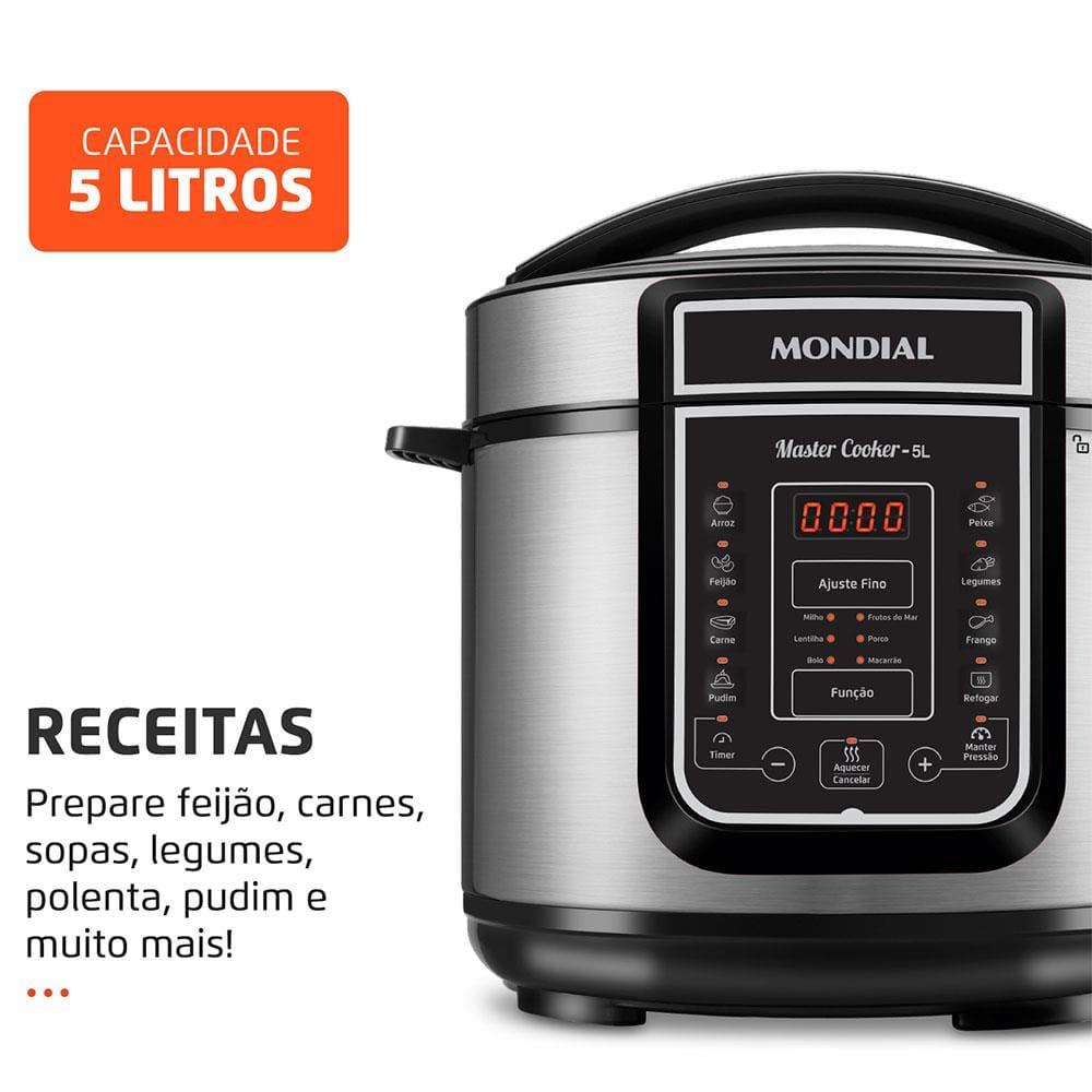 Panela de Pressão Elétrica Mondial 5L Digital Master Cooker PE-38 5L Preta - 2