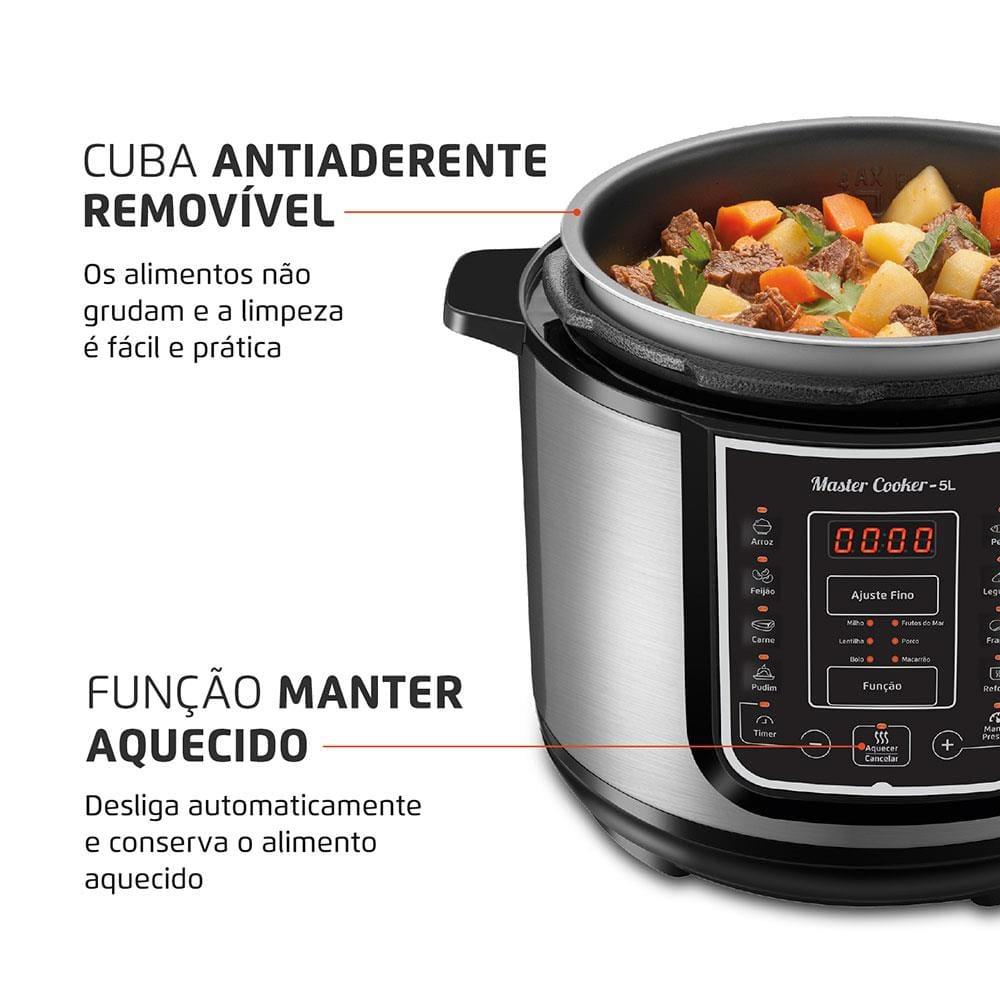 Panela de Pressão Elétrica Mondial 5L Digital Master Cooker PE-38 5L Preta - 4