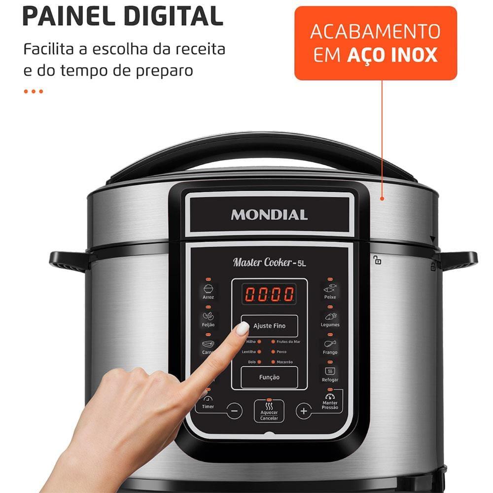 Panela de Pressão Elétrica Mondial 5L Digital Master Cooker PE-38 5L Preta - 5
