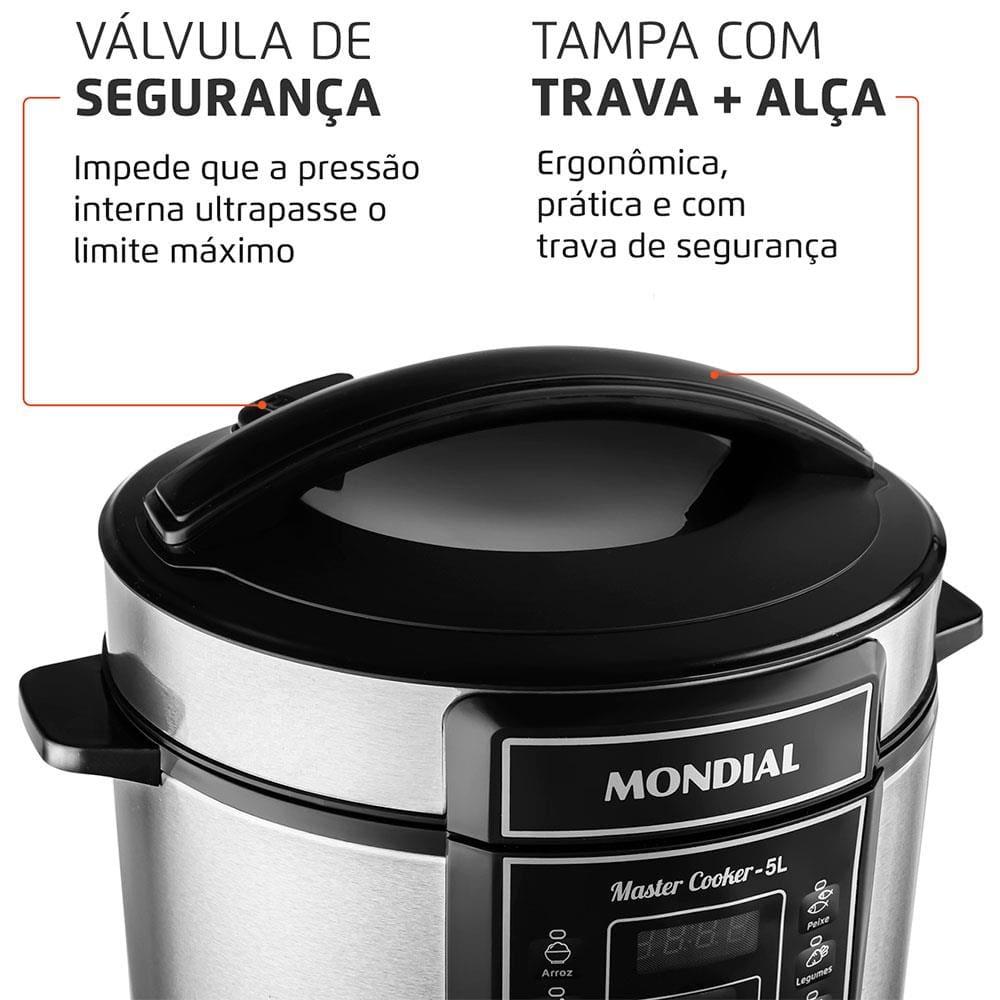 Panela de Pressão Elétrica Mondial 5L Digital Master Cooker PE-38 5L Preta - 6