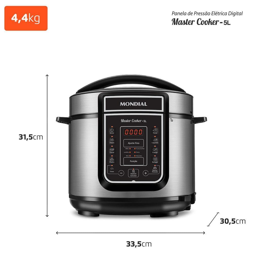 Panela de Pressão Elétrica Mondial 5L Digital Master Cooker PE-38 5L Preta - 8