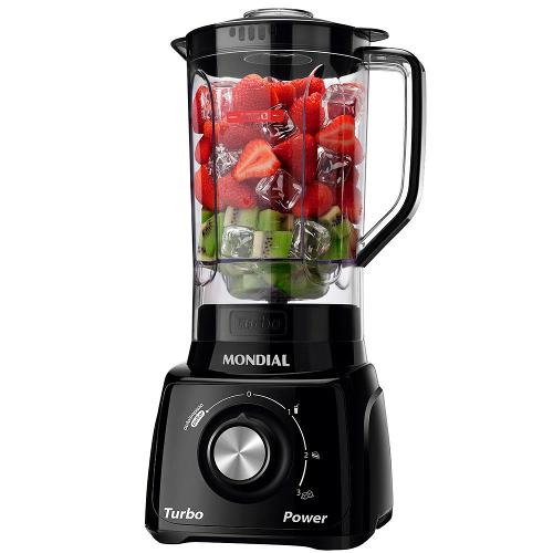 Liquidificador Mondial Turbo Power L-99 FB Copo San Cristal 3 Velocidades 550W Preto