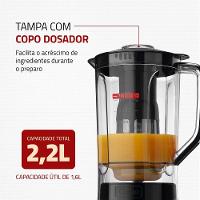 Liquidificador Mondial Turbo Power L-99 FB Copo San Cristal 3 Velocidades 550W Preto - 5