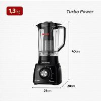 Liquidificador Mondial Turbo Power L-99 FB Copo San Cristal 3 Velocidades 550W Preto - 8