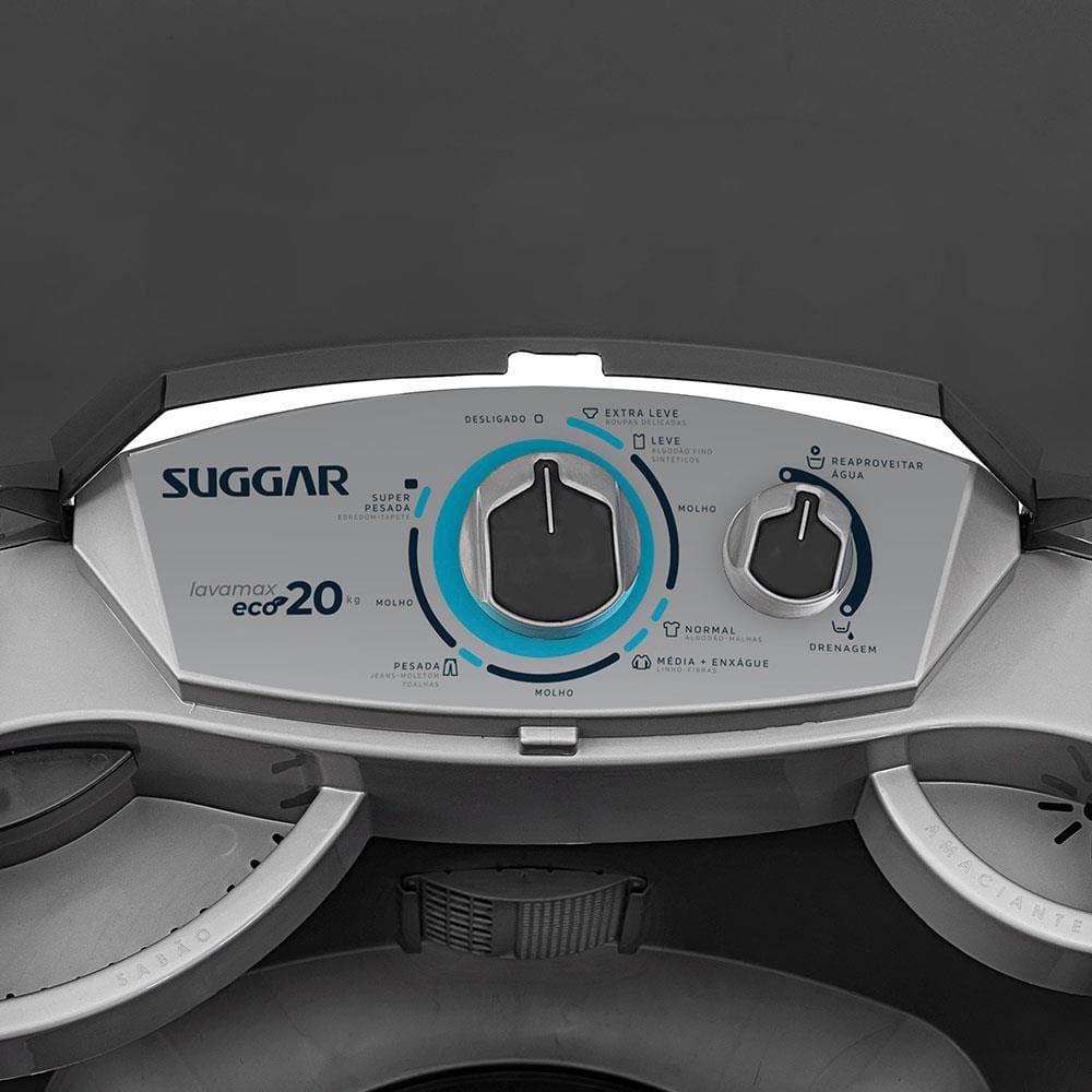 Tanquinho de Roupas 20kg Suggar Lavamax Eco LE2001/2002PR com 6 Programas de Lavagem – Prata - 4