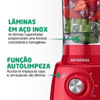 Liquidificador Mondial Turbo Power L99-FR 2,2L 500W 3 Velocidades Vermelho - 5