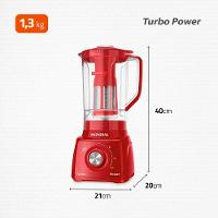 Liquidificador Mondial Turbo Power L99-FR 2,2L 500W 3 Velocidades Vermelho - 10