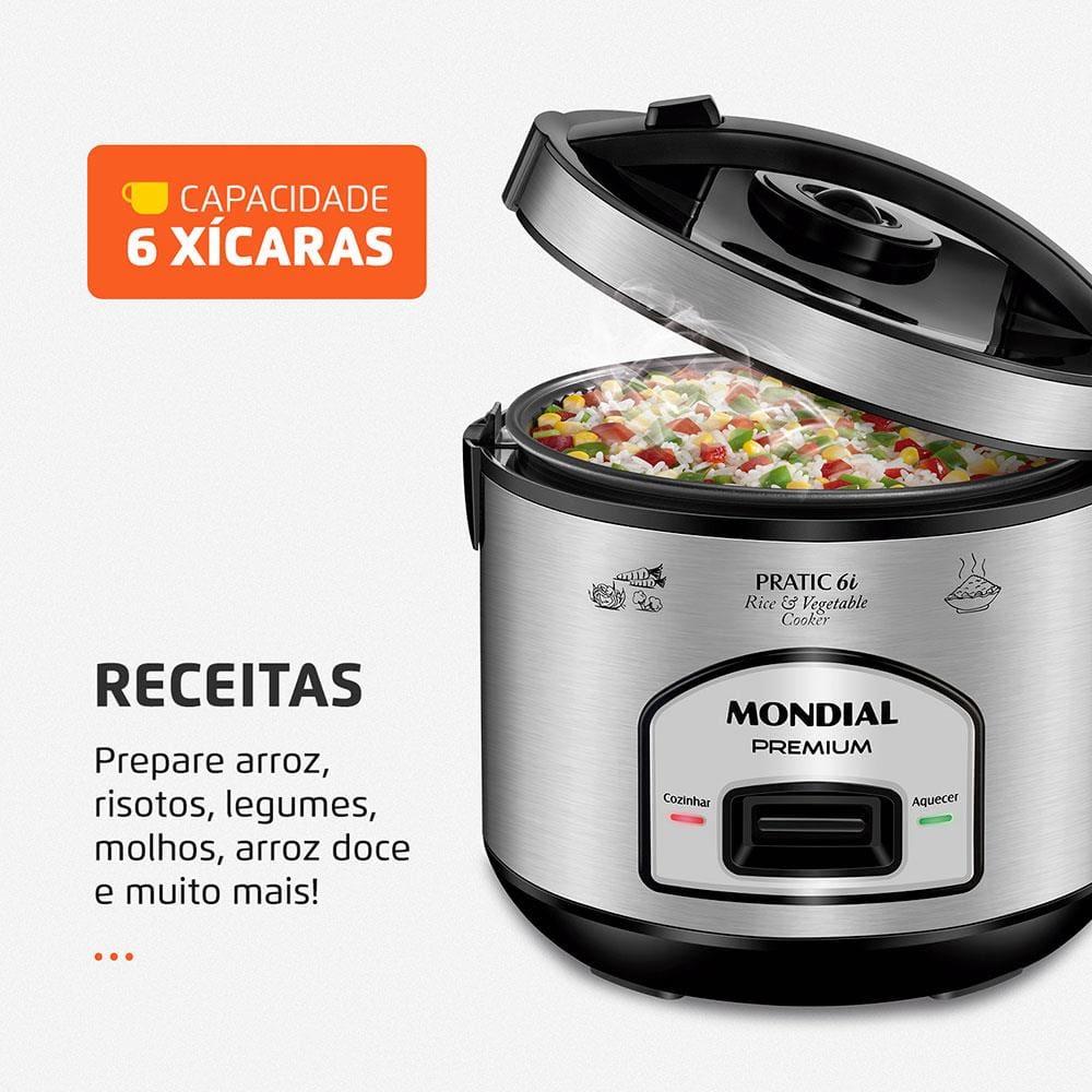Panela Elétrica de Arroz Mondial PE-43 6 Xícaras - Preta/Inox - 3