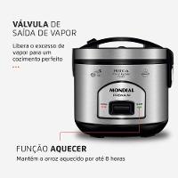 Panela Elétrica de Arroz Mondial PE-43 6 Xícaras - Preta/Inox