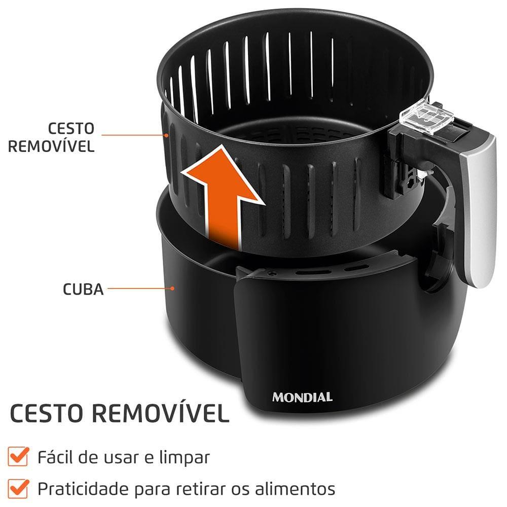 Fritadeira Elétrica Sem Óleo Air Fryer Mondial AF-30 Family Inox IV 3,5l – Preta - 4