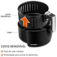 Fritadeira Elétrica Sem Óleo Air Fryer Mondial AF-30 Family Inox IV 3,5l – Preta