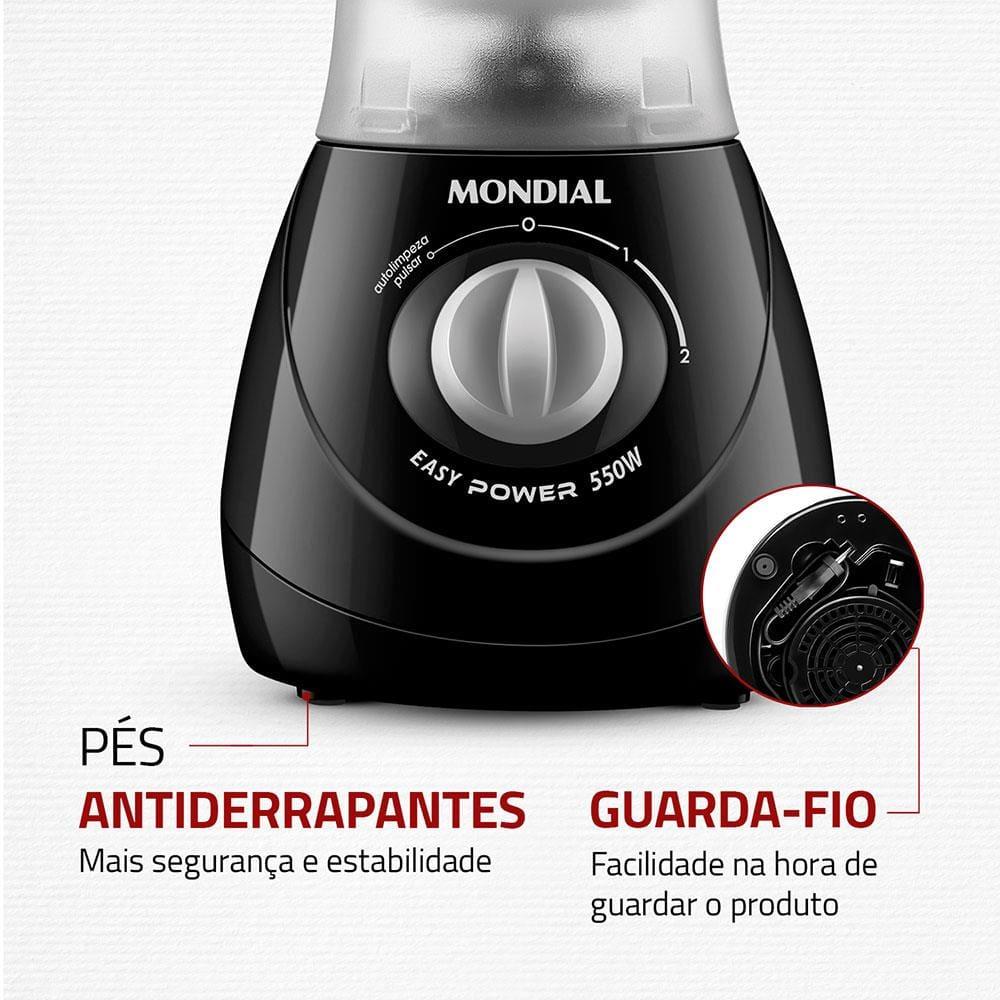 Liquidificador Mondial Power L-550 1,9L 550W 2 Velocidades Pulsar Preto - 6