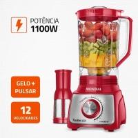 Liquidificador Mondial Turbo L-1100 3L 1100W 12 Velocidades Vermelho/Inox - 2