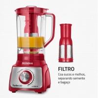 Liquidificador Mondial Turbo L-1100 3L 1100W 12 Velocidades Vermelho/Inox