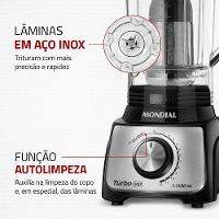 Liquidificador Mondial Turbo L-1100 3L 1100W 12 Velocidades Preto/Inox - 6