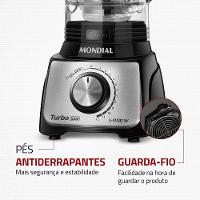 Liquidificador Mondial Turbo L-1100 3L 1100W 12 Velocidades Preto/Inox - 7