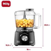 Mini Processador de Alimentos Mondial Turbo Pratic MP-16 300W - Preto - 7