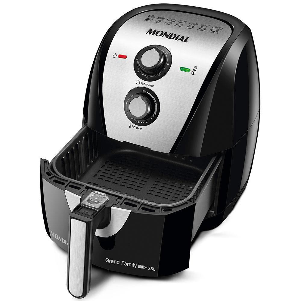 Fritadeira Elétrica Sem Óleo Air Fryer Mondial Grand Family AF-55I 5,5L – Preta/Inox - 10