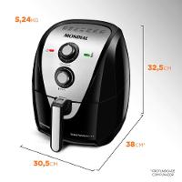 Fritadeira Elétrica Sem Óleo Air Fryer Mondial Grand Family AF-55I 5,5L – Preta/Inox - 7