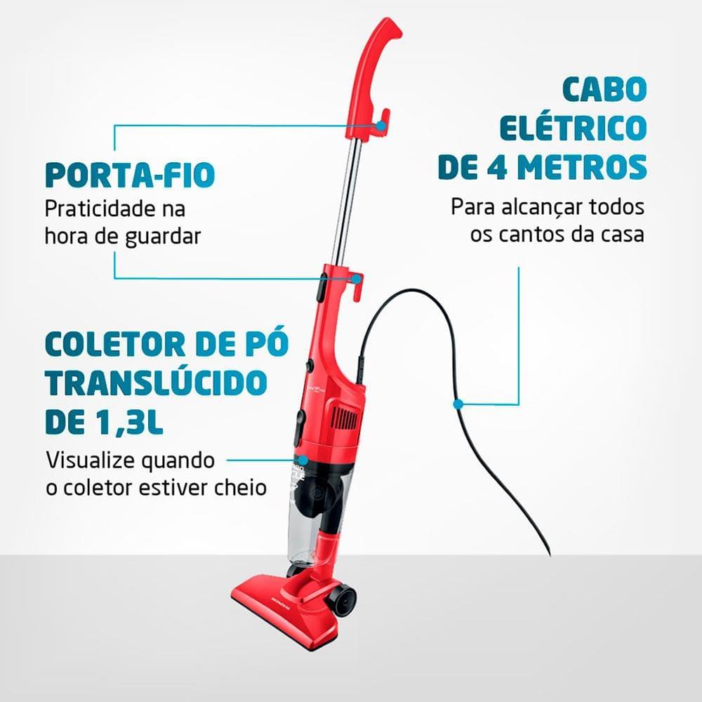 Aspirador de Pó Vertical 2 em 1 Mondial Turbo Cycle AP36 1100W - Vermelho - 3