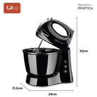 Batedeira Mondial Prática Black B-44 com 3 Velocidades – Preta - 5