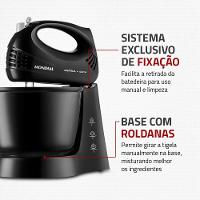 Batedeira Mondial Prática Black B-44 com 3 Velocidades – Preta - 6