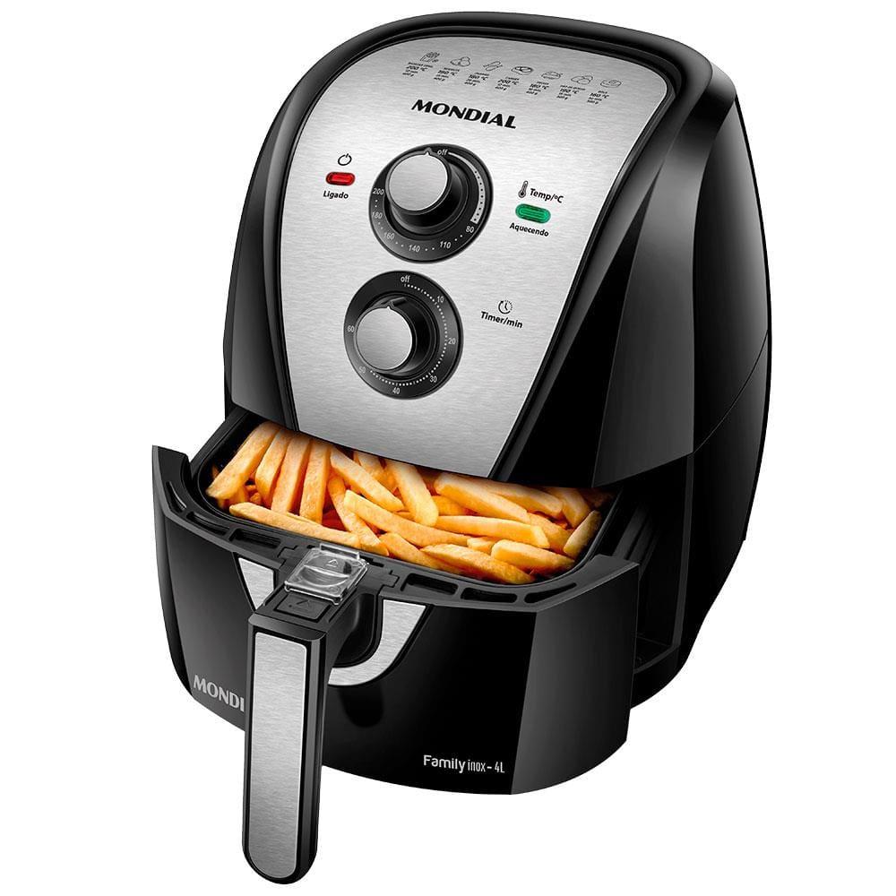 Fritadeira Elétrica Sem Óleo Air Fryer Mondial AFN40BI Family Inox 4L - Preta/Inox - 1