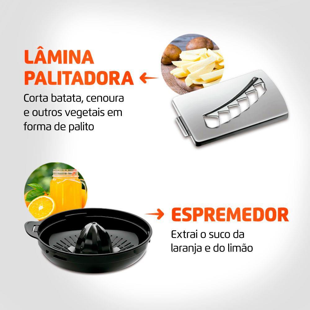 Multiprocessador de Alimentos Mondial Turbo Chef 9 em 1 MPN-01-BF 2 Velocidades + Pulsar 1000 W - 6