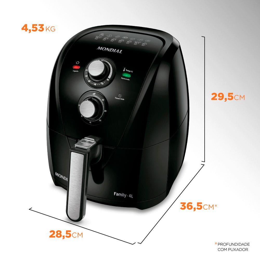 Fritadeira Elétrica Sem Óleo Air Fryer Mondial Family AFN40FB 4L Preta - 7