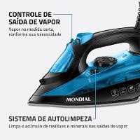 Ferro a Vapor Mondial F-53 com Spray – Preto/Azul - 8