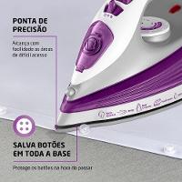 Ferro de Passar a Vapor Mondial FVN-01-P Spray e Base Cerâmica Diamante Branco/Roxo